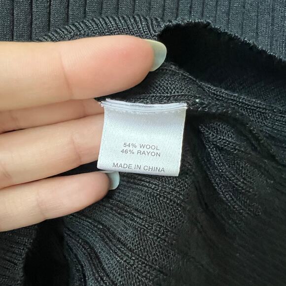 St. John Black Ribbed Knit Wool Blend Tank Top Size Small - Picture 5 of 6